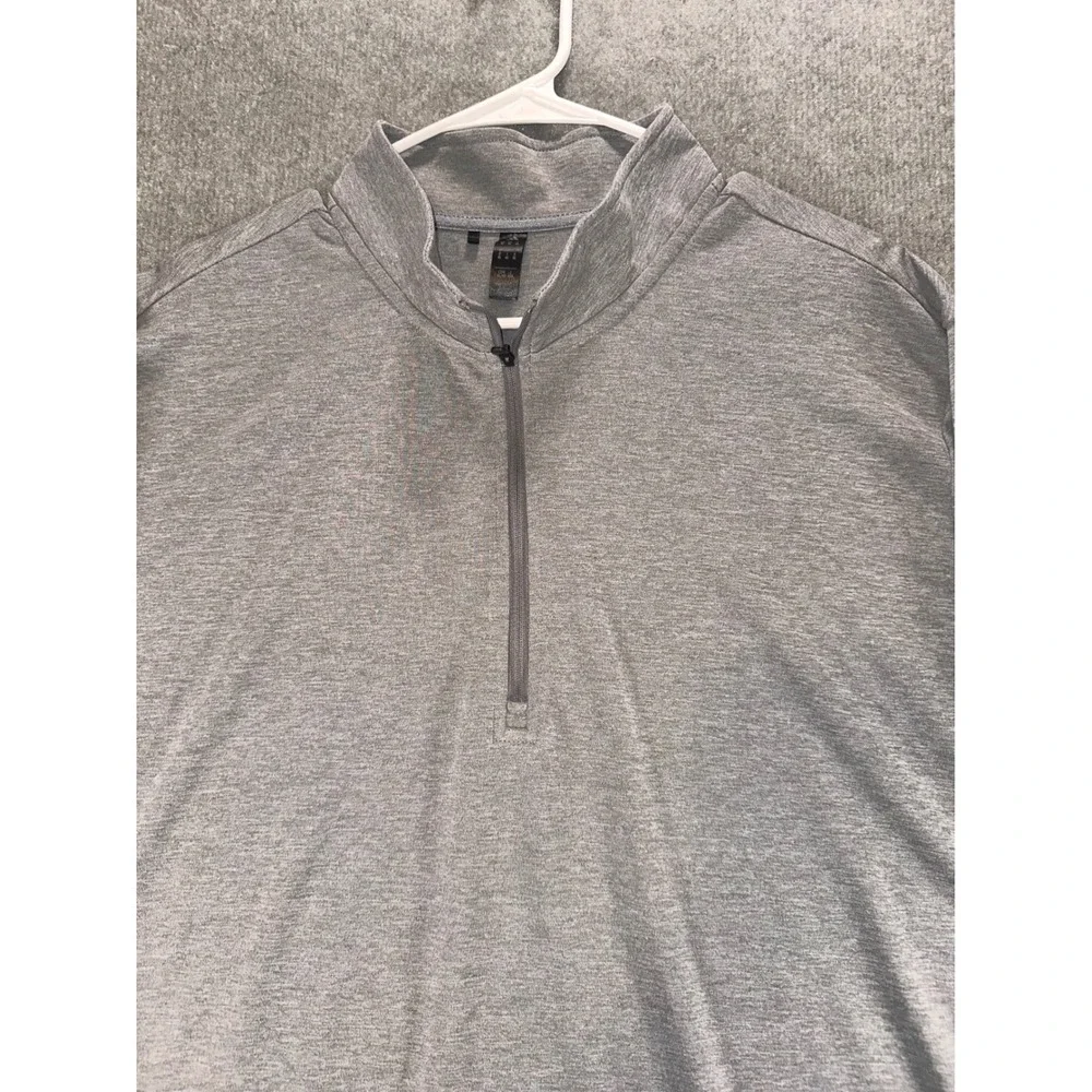 Adidas Mens XL Quarter Zip Pullover Heathered Grey Long Sleeve Athletic Top
